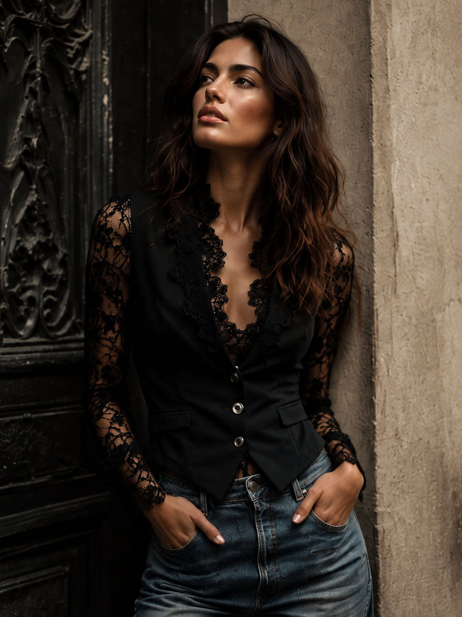 Blazer Noémie con mangas semitransparentes