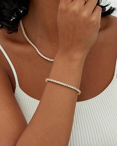 Pulsera tenis dorada brillante Aurore