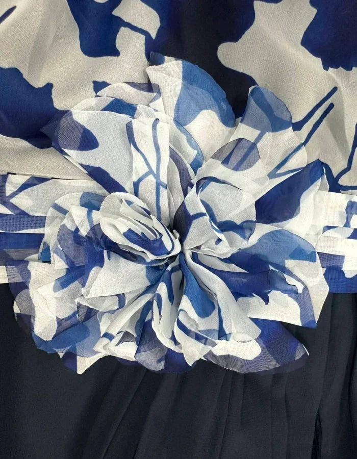 Vestido largo de gasa con estampado floral