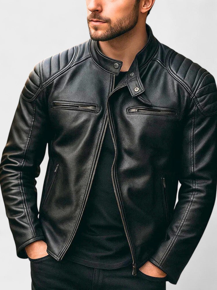 Troels | Chaqueta de piel con refuerzos