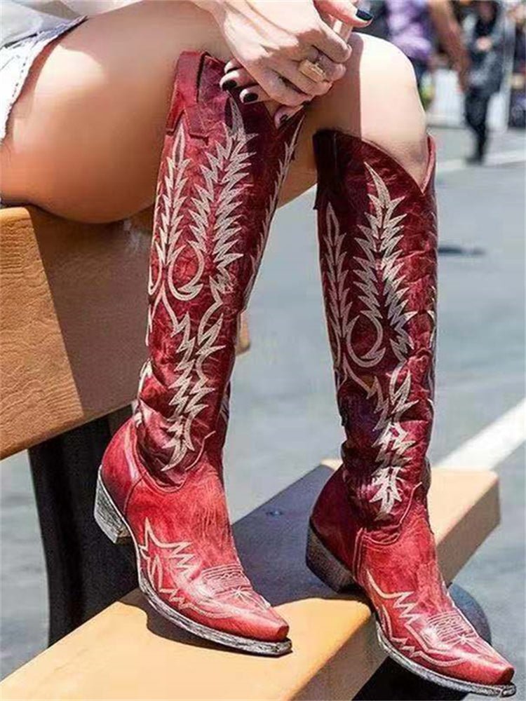Botas mosqueteras western vintage con bordado