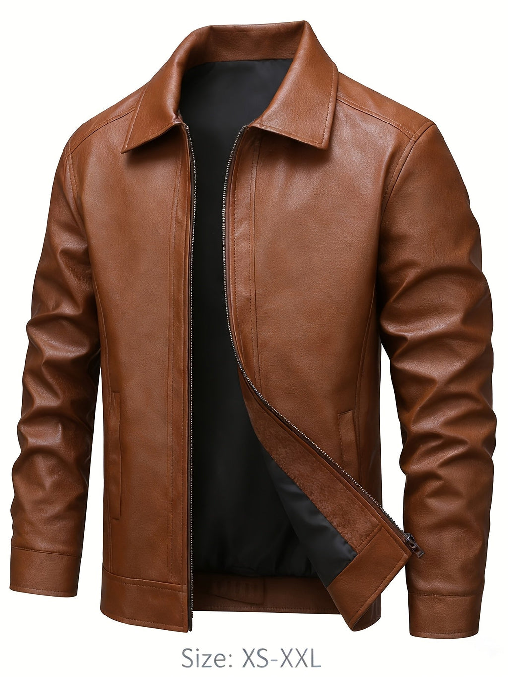 Chaqueta clásica de efecto piel con cremallera