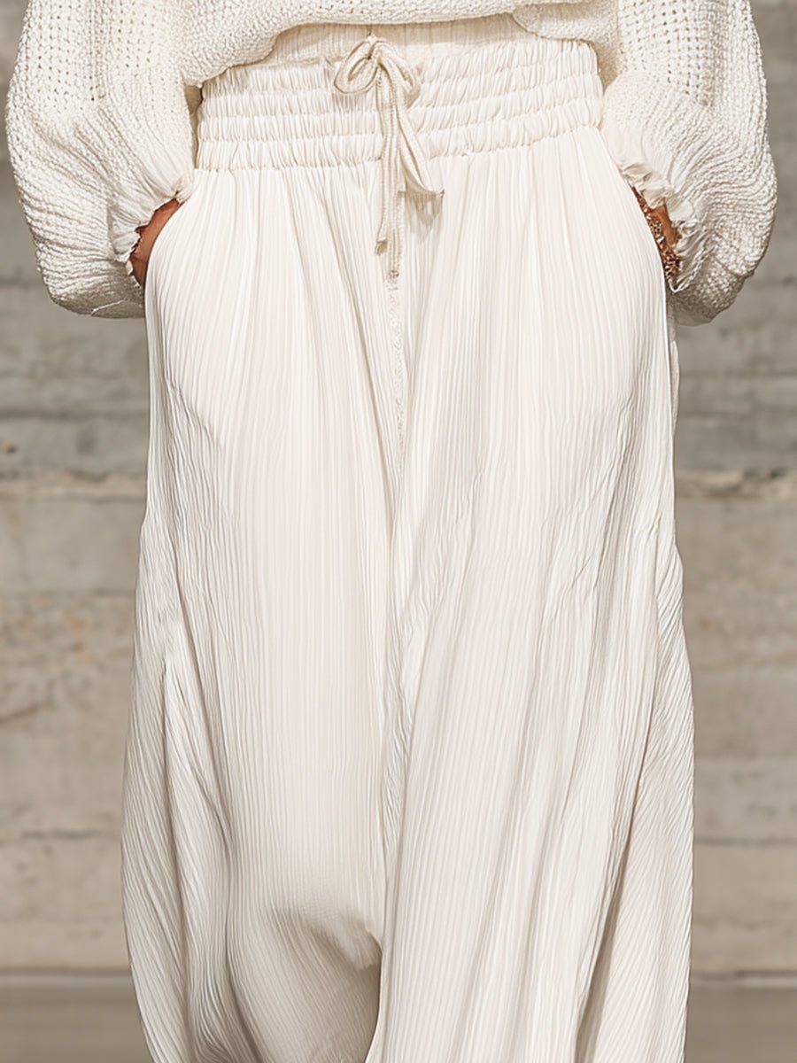 Pantalón ancho retro blanco