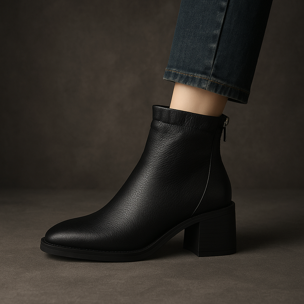 Botines de piel texturizada