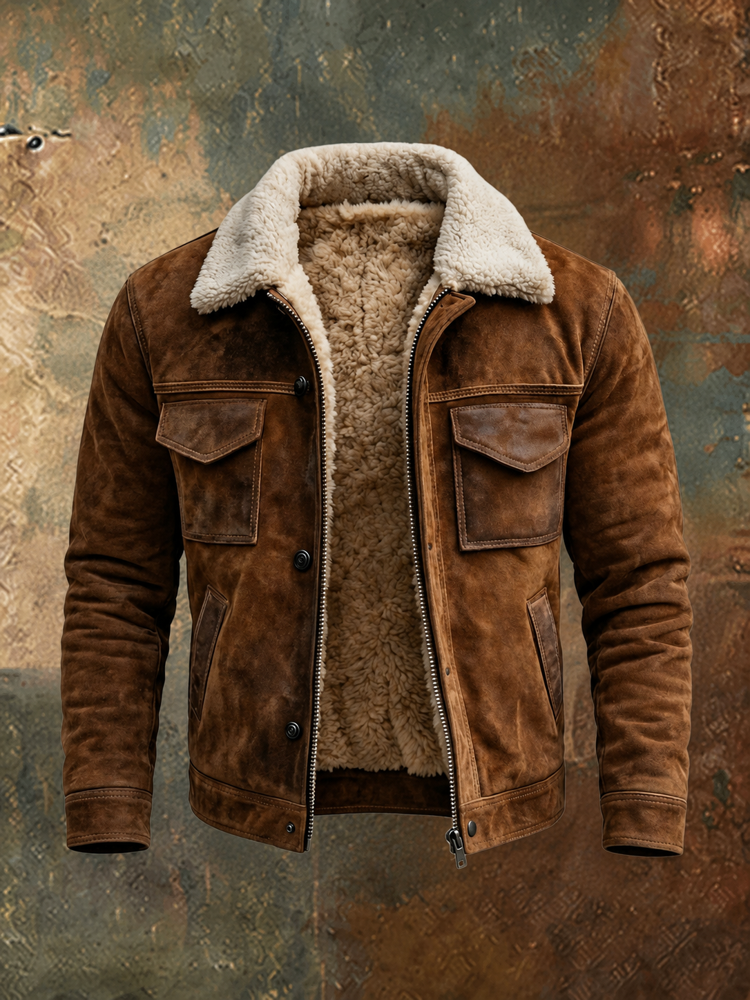 Chaqueta de hombre con forro de borreguito