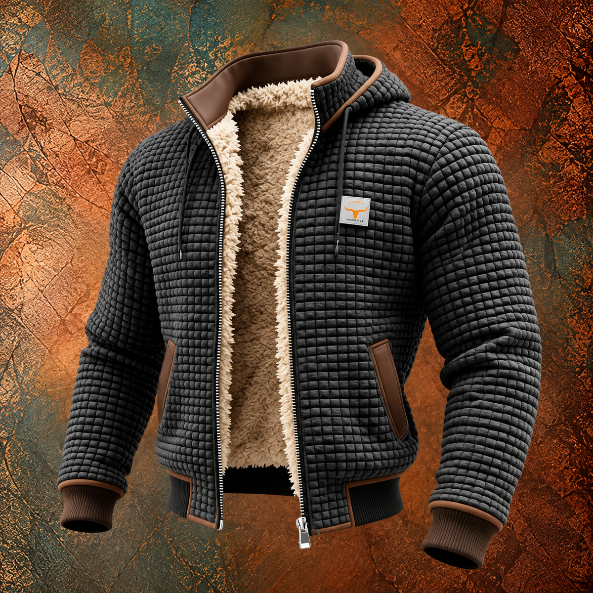Chaqueta retro de hombre con capucha y cremallera