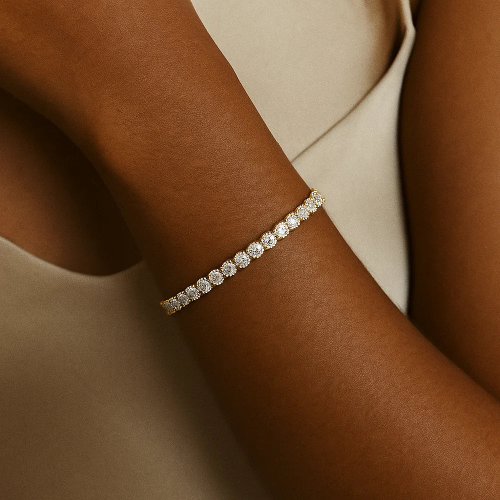 Pulsera tenis dorada brillante Aurore