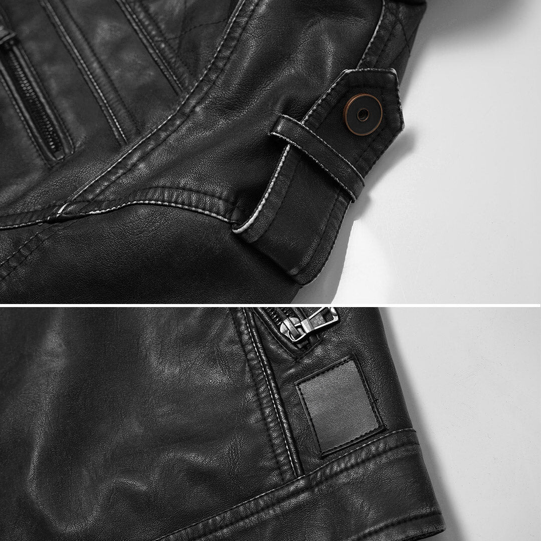 Chaqueta motera de polipiel bordada