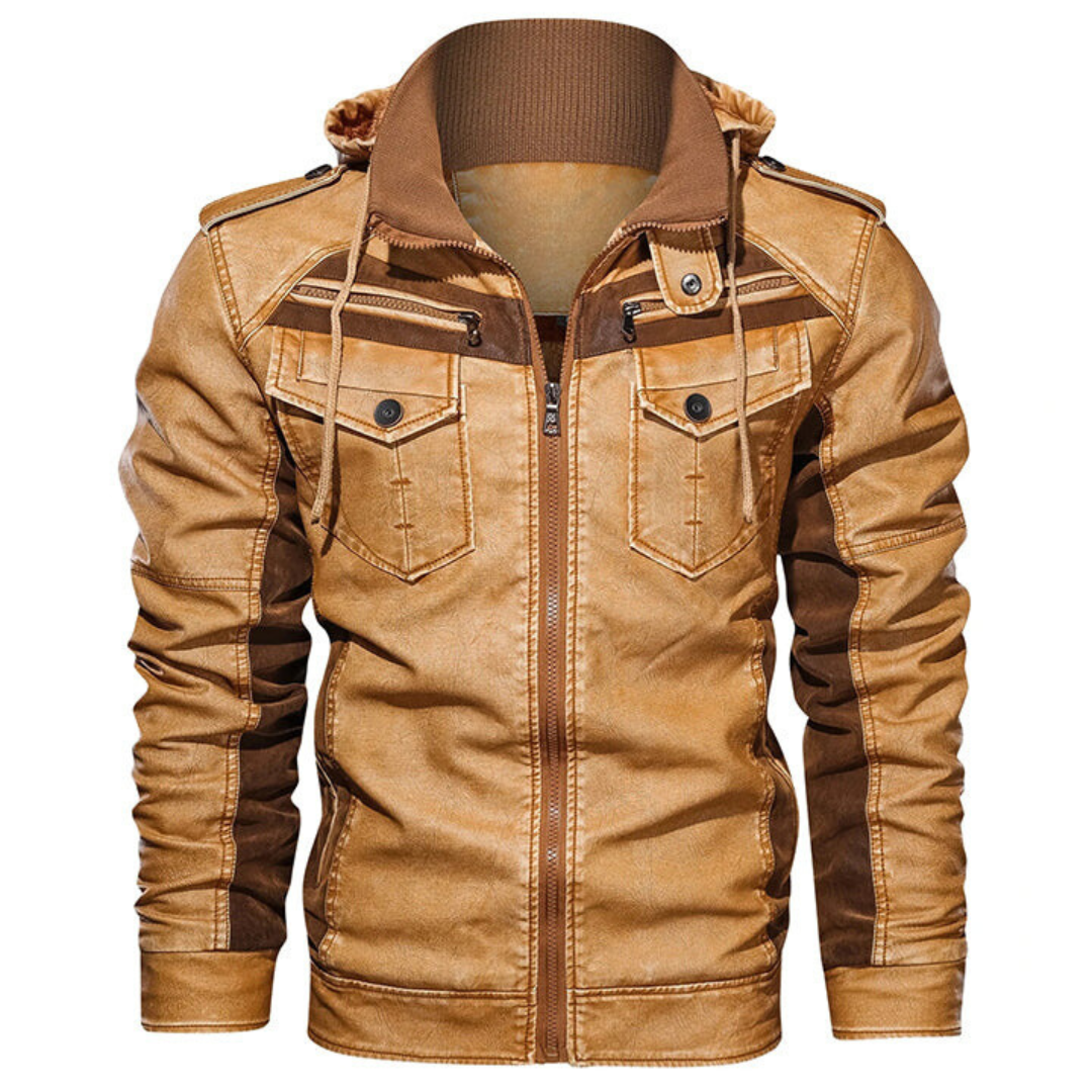 Paolo | Chaqueta de polipiel con capucha extraíble