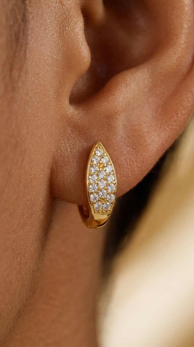 Pendientes hoja en plata 925 con circonita