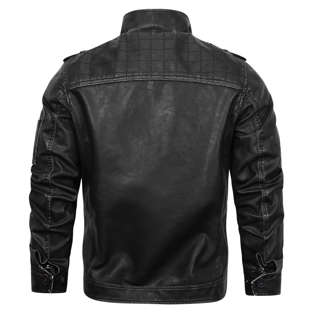 Chaqueta motera de polipiel bordada
