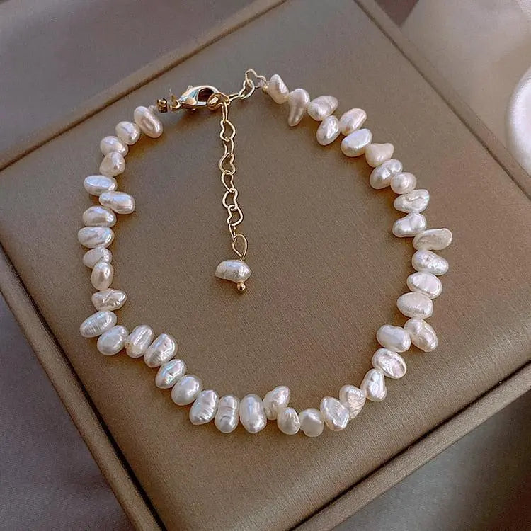 Pulsera de perlas clásica Blanche