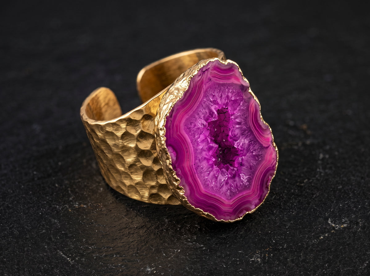 Anillo ajustable de ágata natural · Diseño bohemio