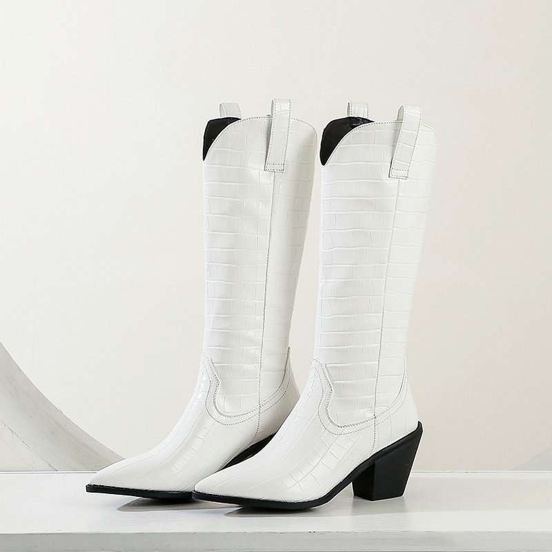 Botas altas western efecto cocodrilo