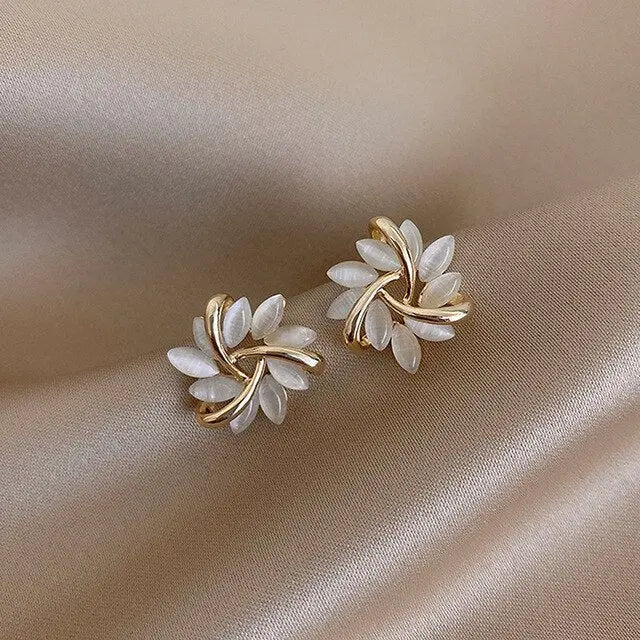 Pendientes ópalo dorados Léonie
