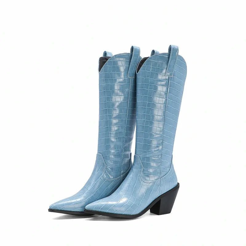 Botas altas western efecto cocodrilo