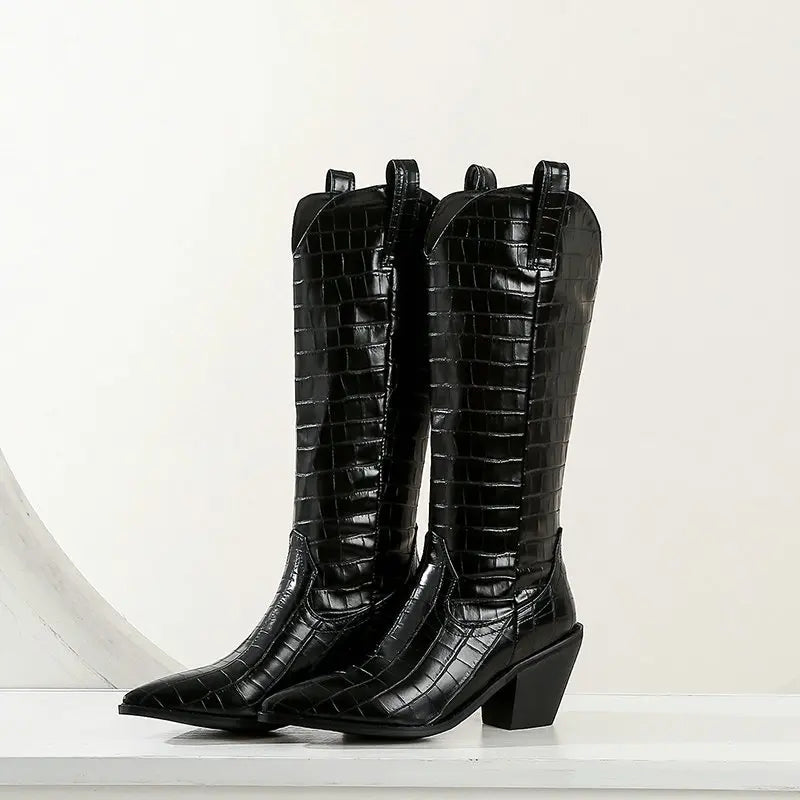 Botas altas western efecto cocodrilo