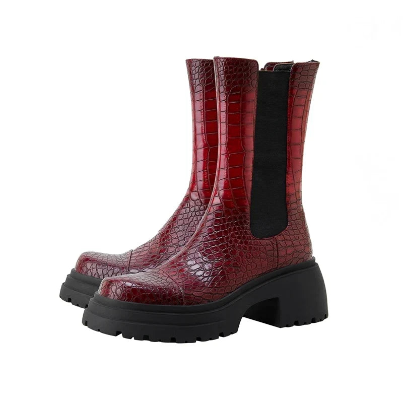 Botas western de plataforma efecto cocodrilo