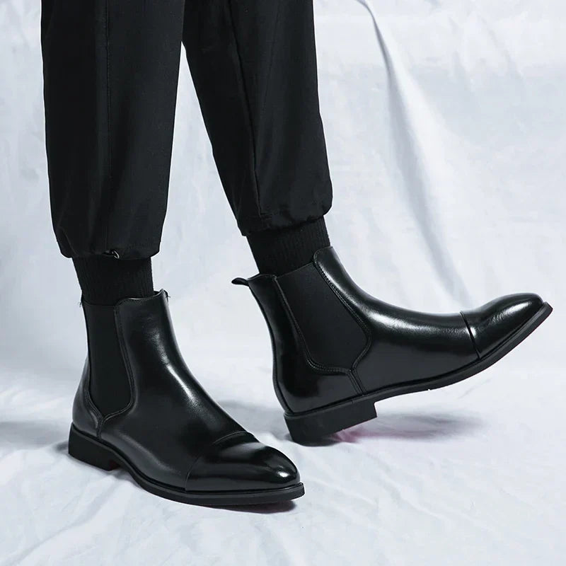 Botines de piel plena flor
