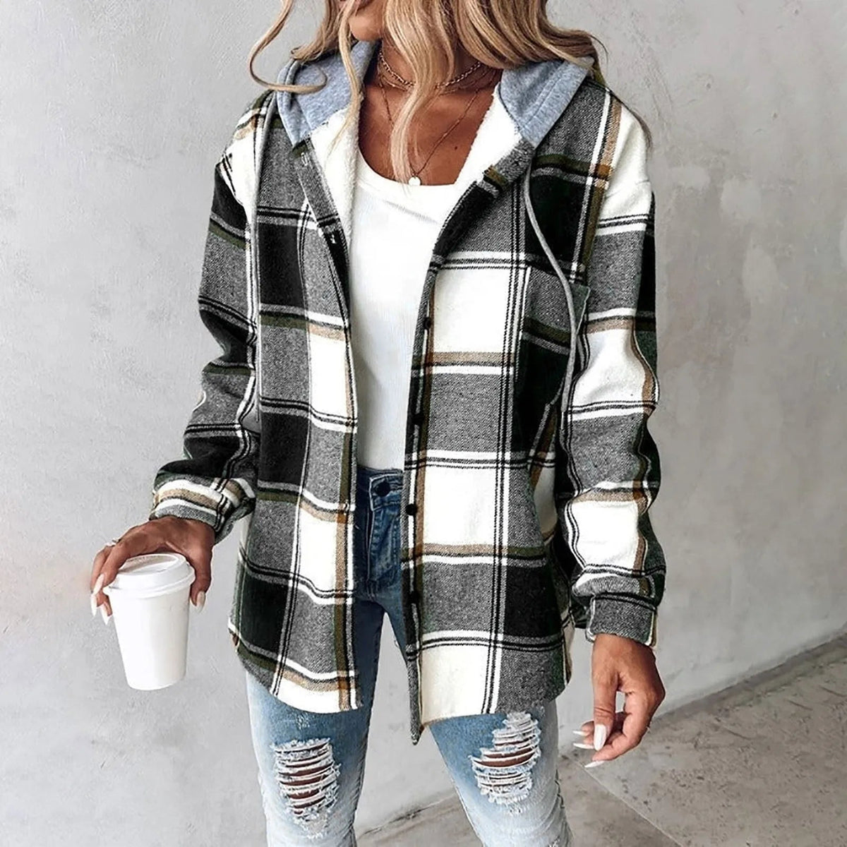 Camisa larga con capucha y forro «Élise»