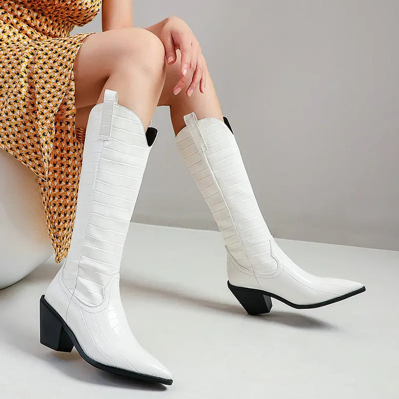 Botas altas western efecto cocodrilo