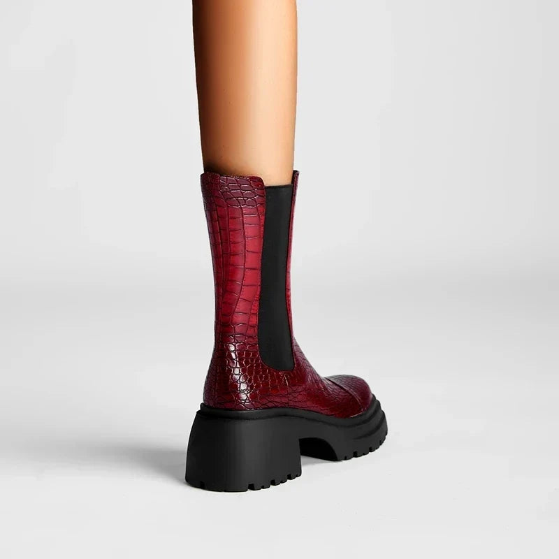 Botas western de plataforma efecto cocodrilo