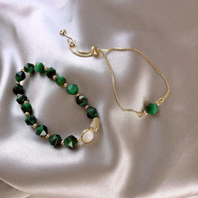 Set de pulseras piedras verdes Émeraude