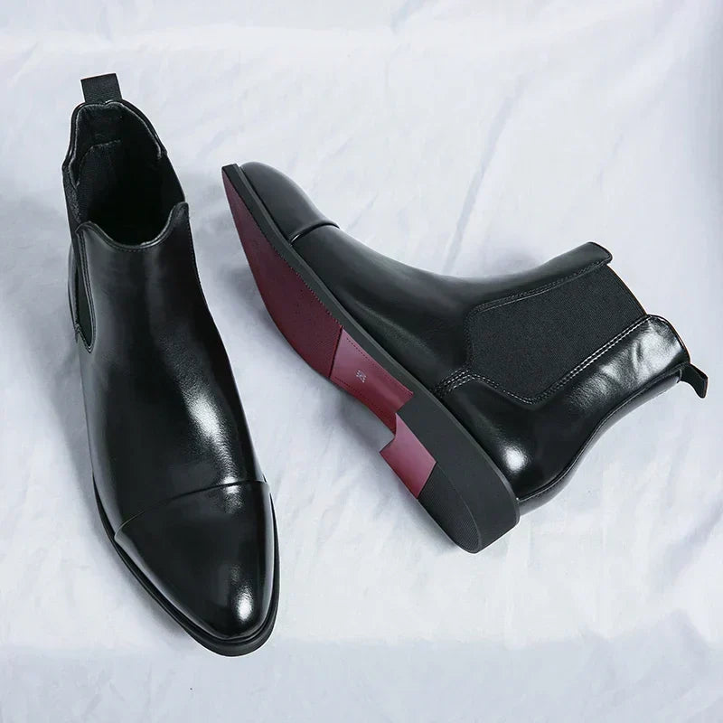 Botines de piel plena flor