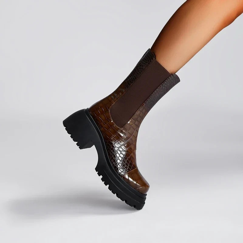 Botas western de plataforma efecto cocodrilo