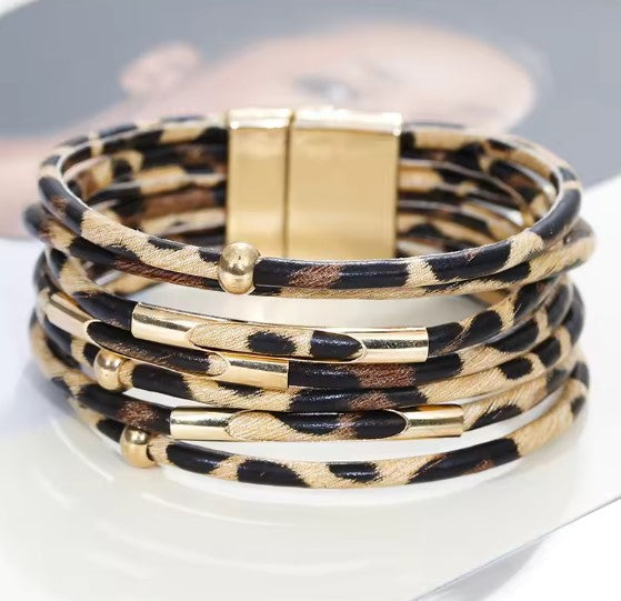 Pulsera multivuelta leopardo Léa