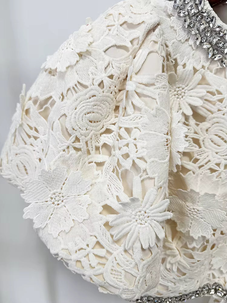 Conjunto couture de encaje floral