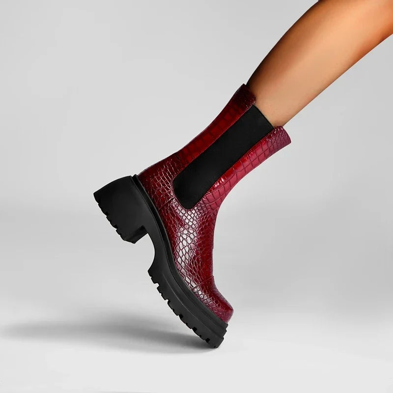 Botas western de plataforma efecto cocodrilo