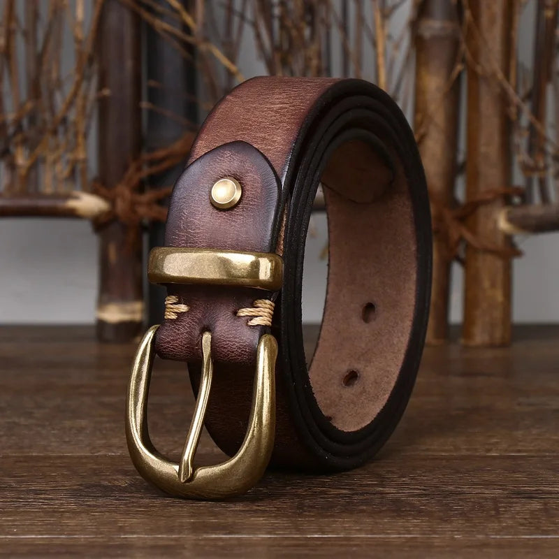 Giovanni | Cinturón de piel con hebilla de latón