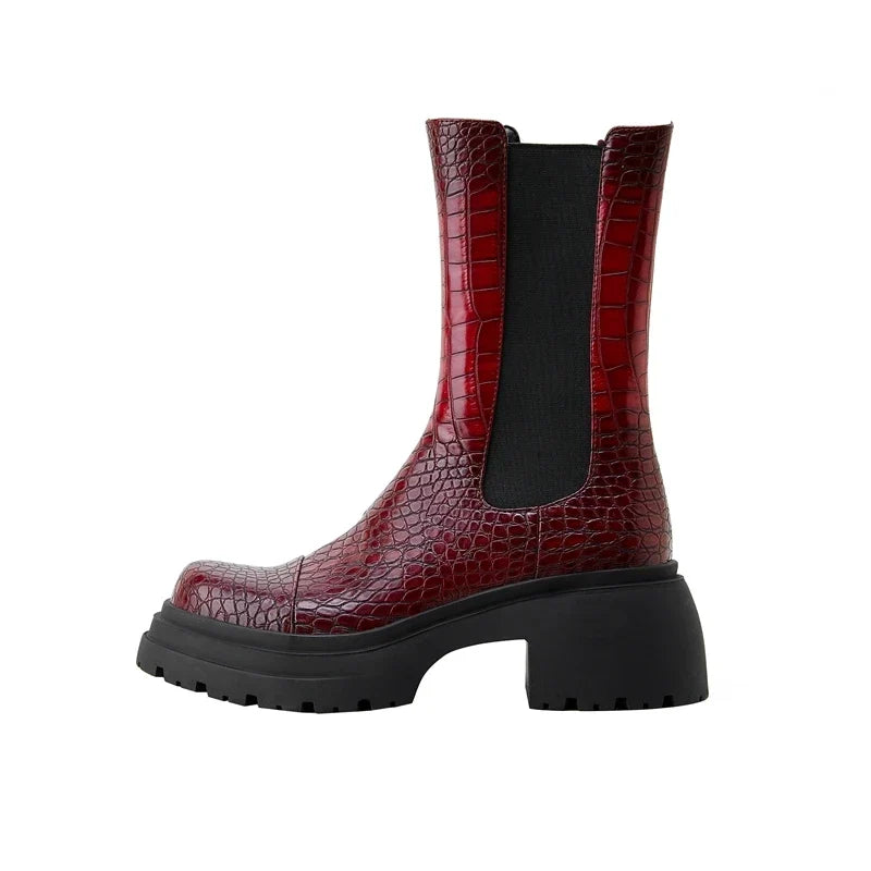 Botas western de plataforma efecto cocodrilo