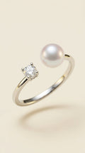 Anillo ajustable de plata S925 con perla natural