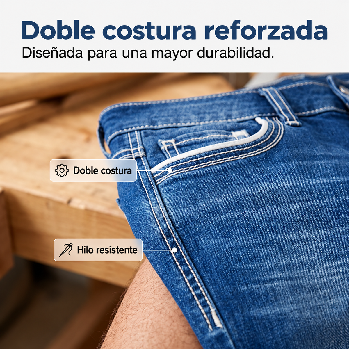 Vaqueros elásticos de hombre con doble costura