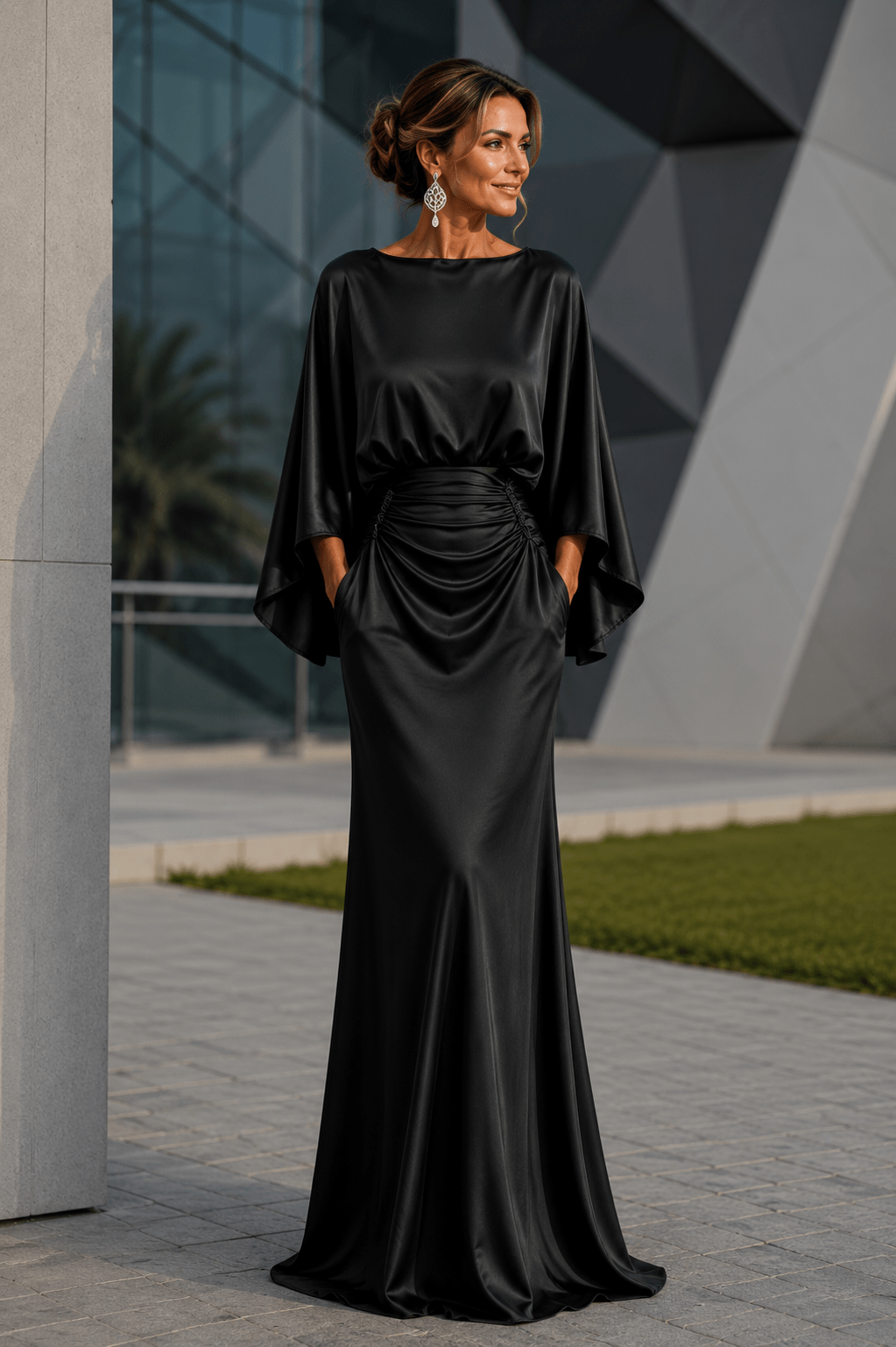 Vestido Éclat largo satinado de invitada