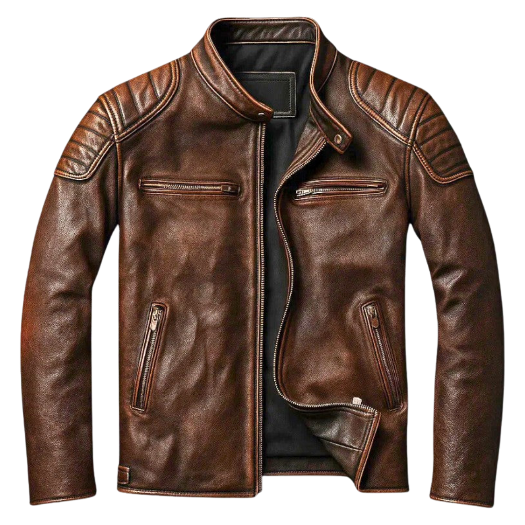 Troels | Chaqueta de piel con refuerzos