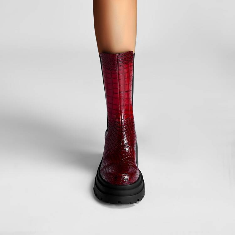 Botas western de plataforma efecto cocodrilo
