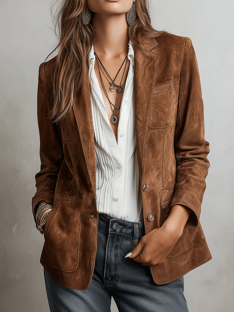 Chaqueta vintage de ante marrón