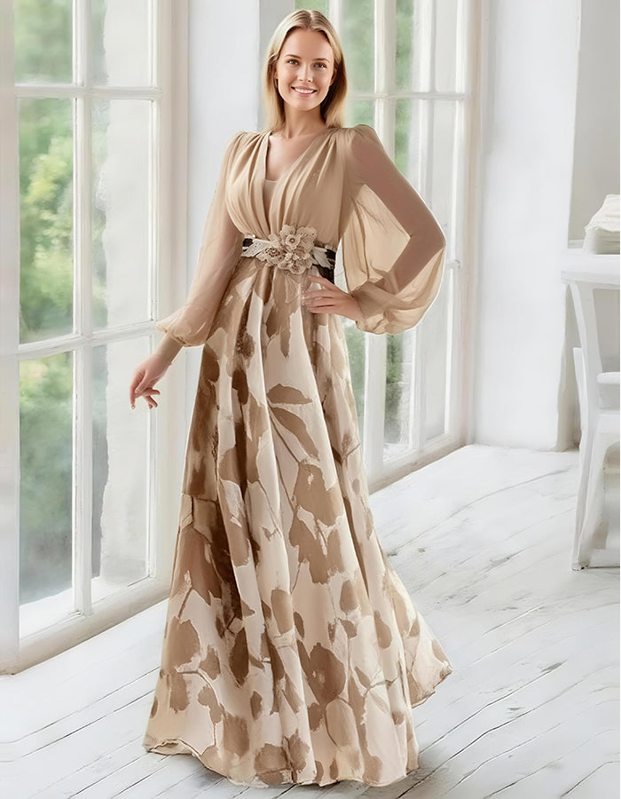 Vestido largo de gasa con estampado floral