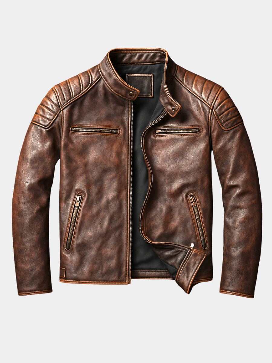 Chaqueta de piel con paneles