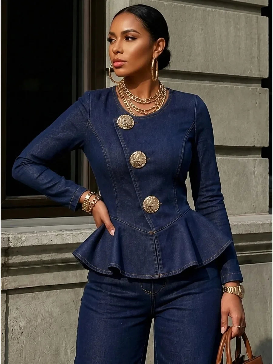 Blusa vaquera Nerea con peplum