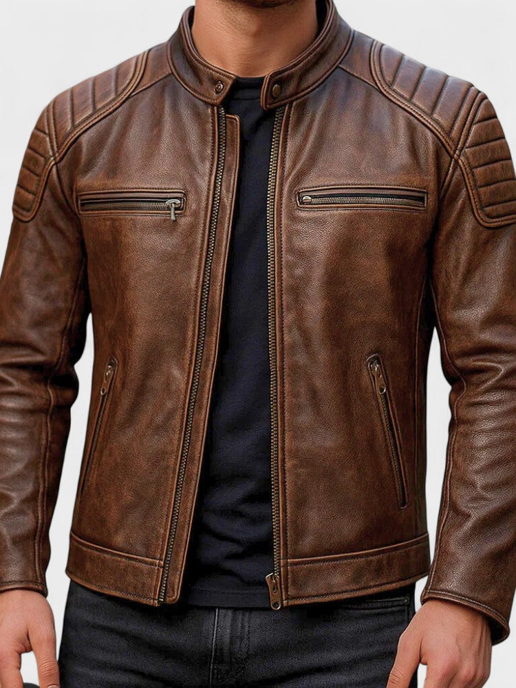 Troels | Chaqueta de piel con refuerzos