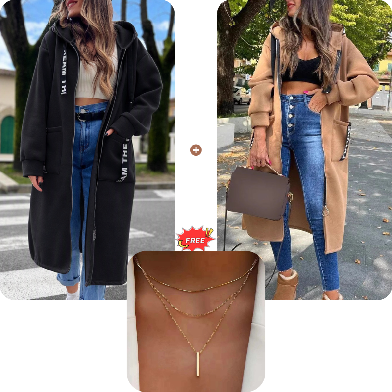 Sudadera larga con capucha para mujer