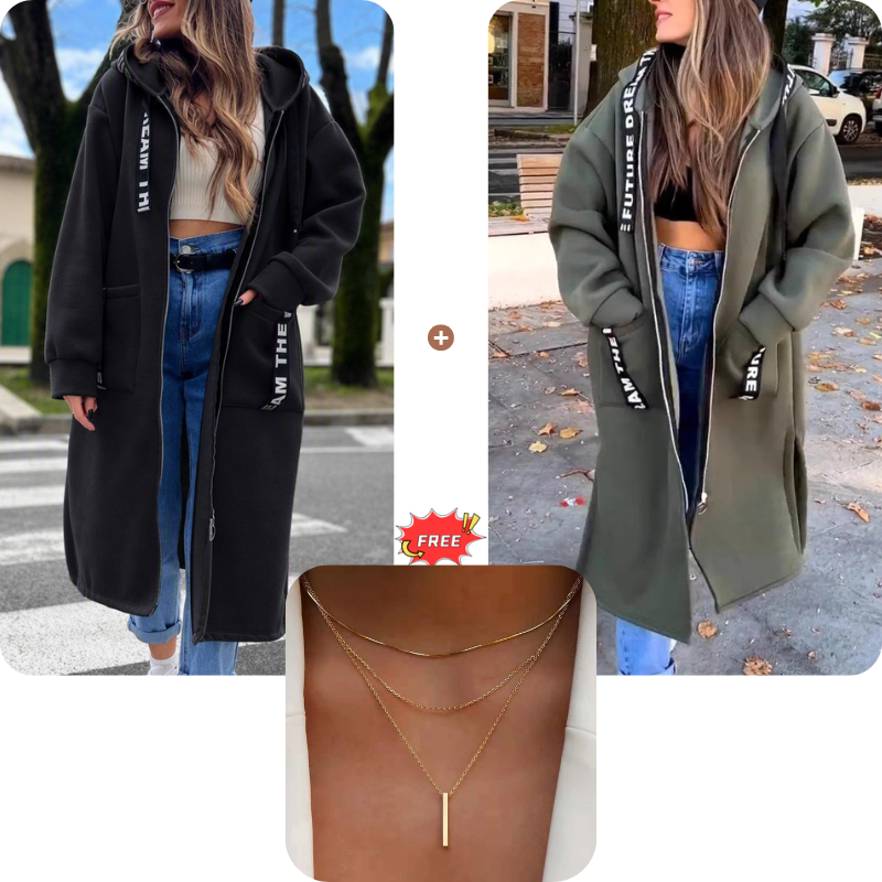 Sudadera larga con capucha para mujer