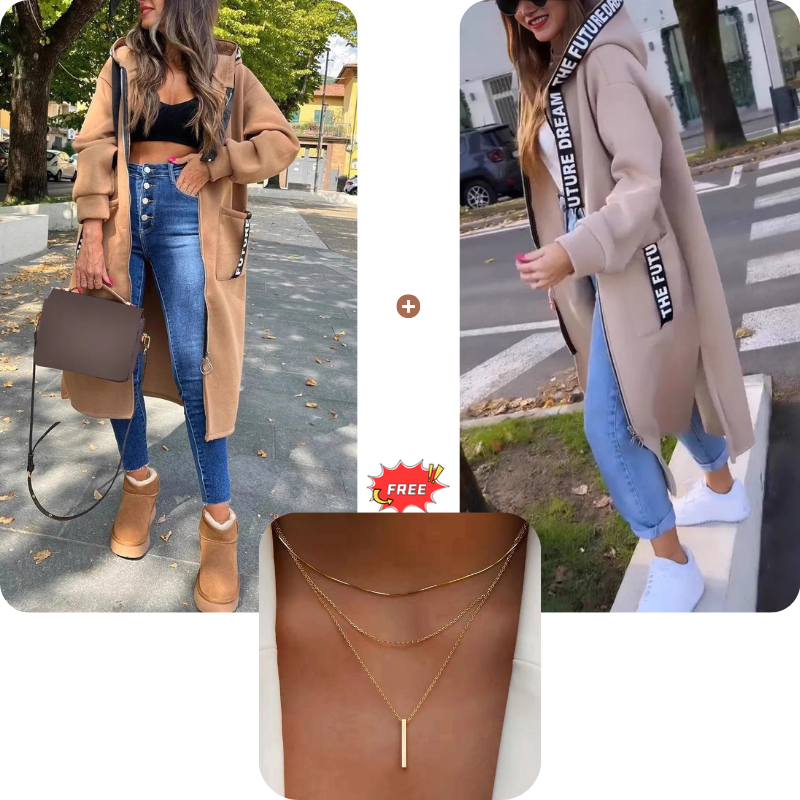 Sudadera larga con capucha para mujer
