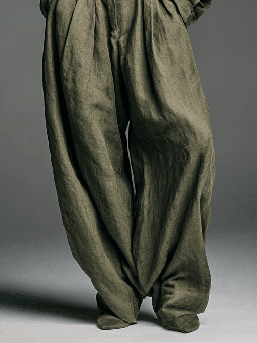 Conjunto de camisa de lino y pantalón ancho