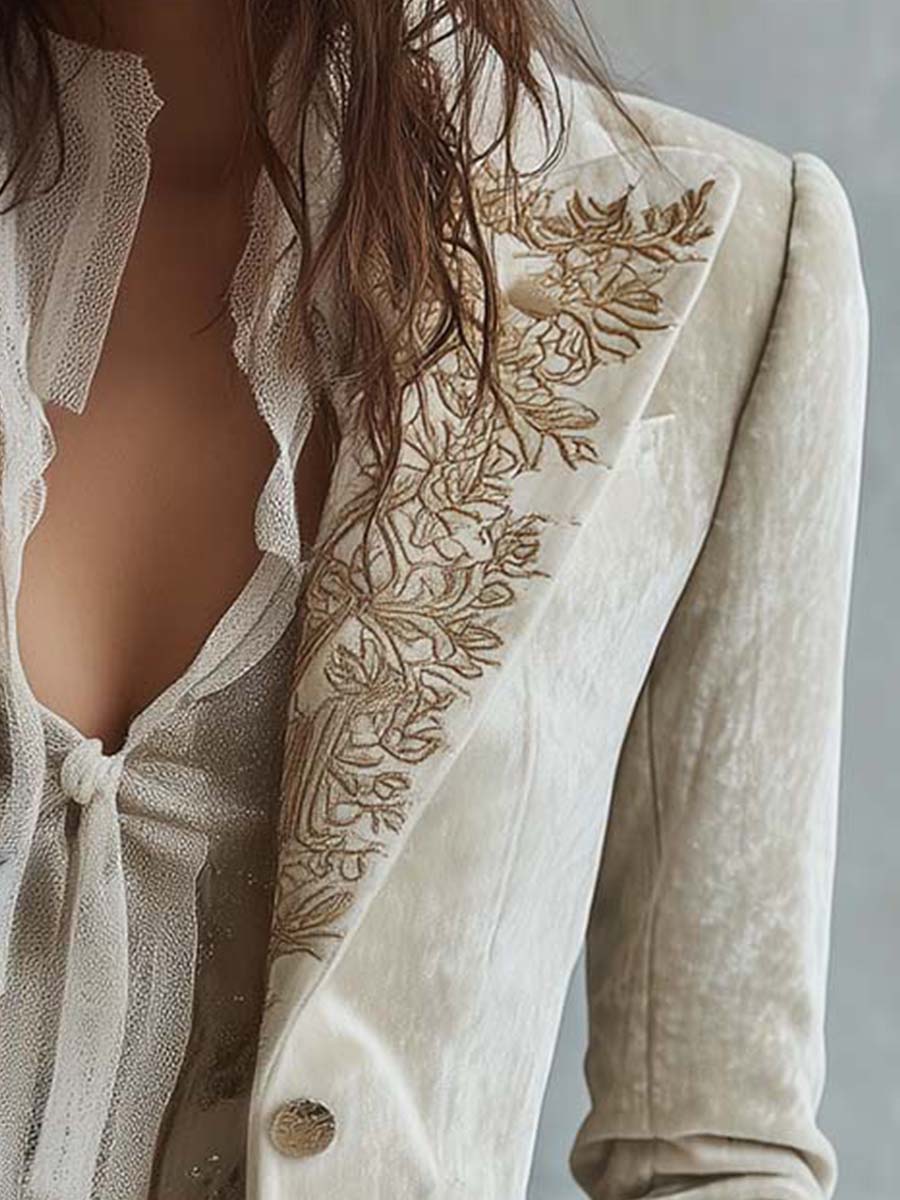 Constance | Blazer marfil bordado