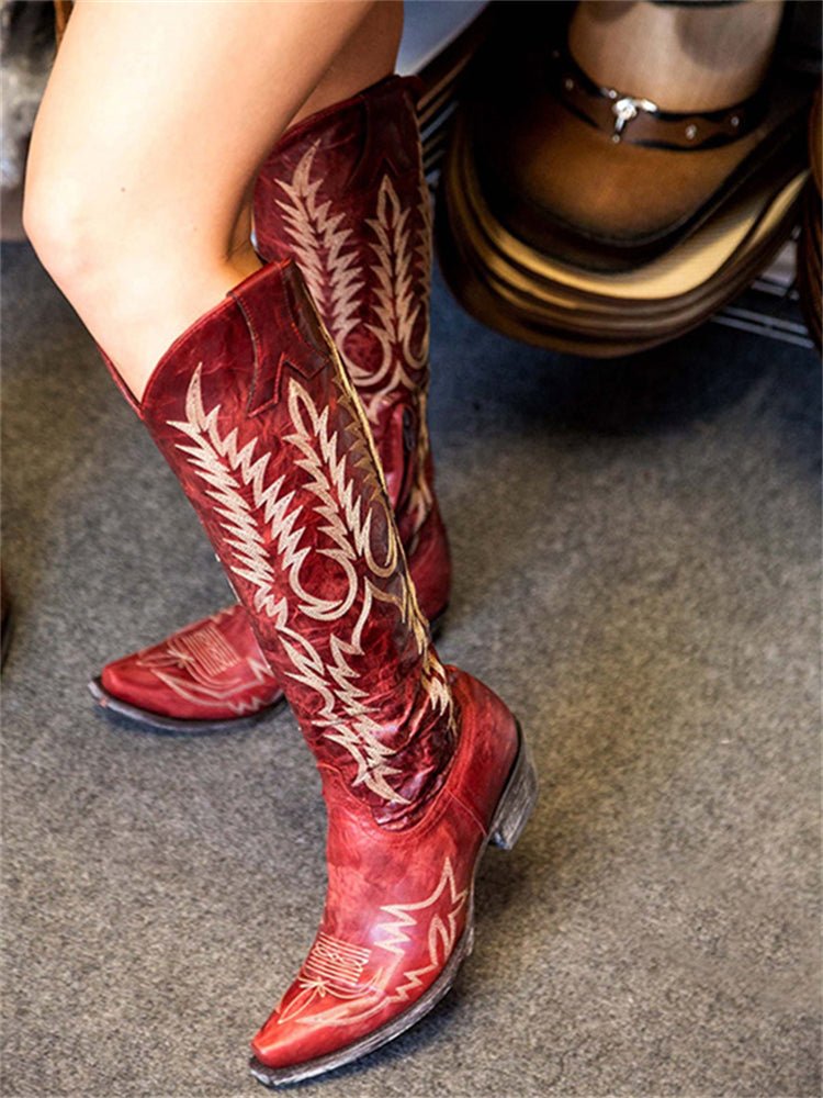 Botas mosqueteras western vintage con bordado